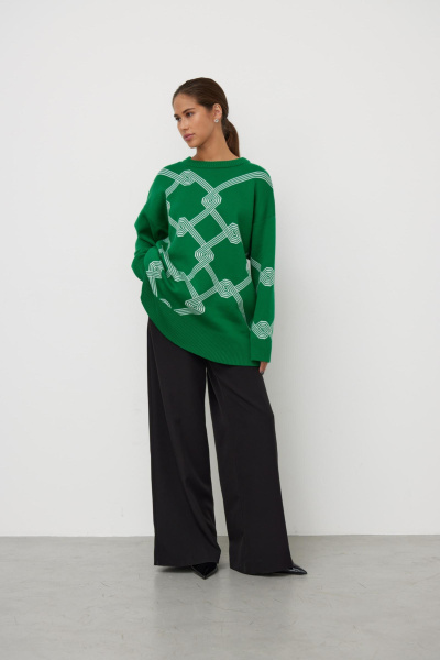 Свитер из хлопка pattern CHARMSTORE (one size, трава-молочный) 2206